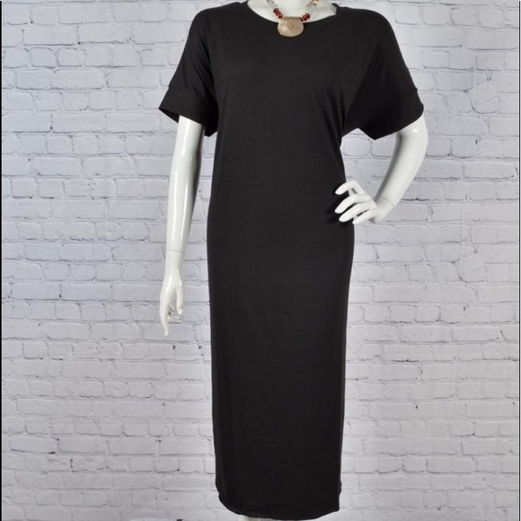 BN Zenana Oversized Short Sleeve Round Neck Black Maxi W/Pockets Various - Picture 8 of 15